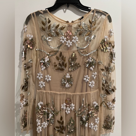 TOPSHOP Embellished Illusion Beige Tan Gown - Picture 7 of 14